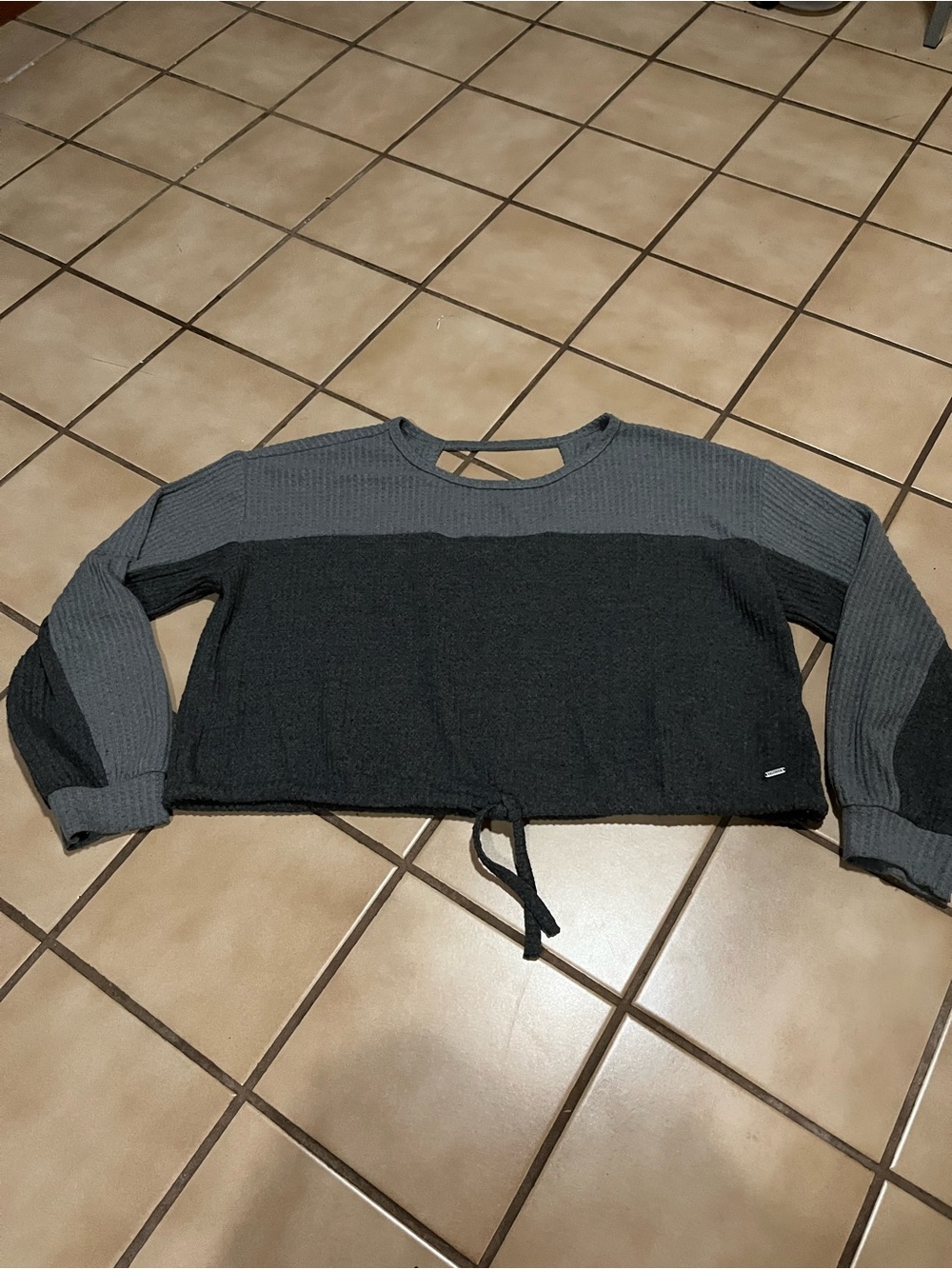 Hollister Two-Tone Charcoal and Gray Cropped Sweatshirt